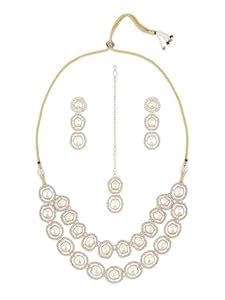 Buy ZAVERI PEARLS Gold Tone Layered Dazzling Austrian Diamonds & Stones ...