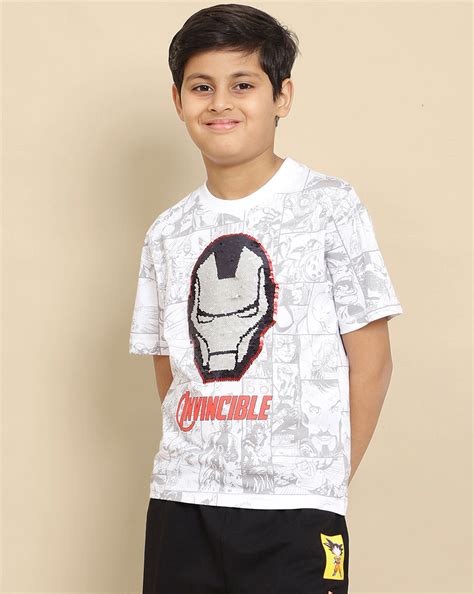 Iron Man Printed Reversible Sequin Regular Fit Tshirt For Boys – Kidsville