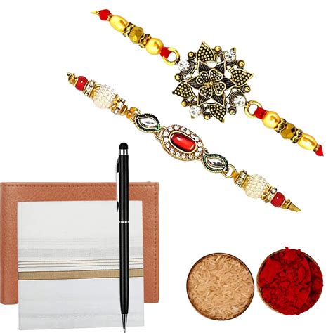 Rakshabandhan Gift pack | Pack of 2 Rakhi &1 LCD Touch Pen,1Purse,1 ...
