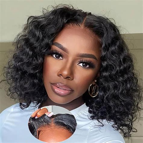 Amazon.com : Wear and Go Glueless Wigs Human Hair Pre Plucked Deep Wave ...
