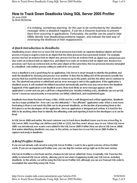 SQL Server Profiler Deadlocks 的图像结果