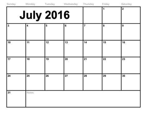 July 2016 Calendar - Fotolip