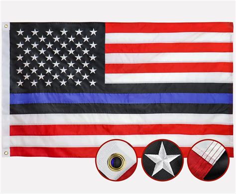 Amazon.com : Blue Line American Flag 3x5 Ft Outdoor Made in USA Blue ...