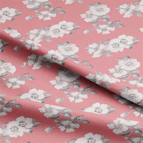 White Flowers on Pink Pastel Background Digital Printed fabric – fabricaind