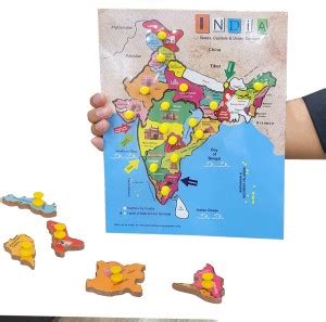 Tumtafa Premium Quality Wooden Educational Puzzle Map of India With ...