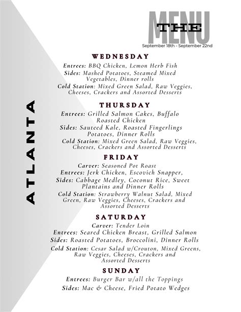 Atlanta's Menu | Trapeze Club