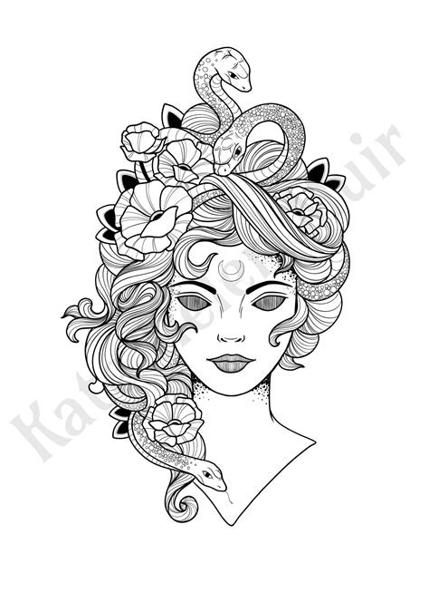 Traditional Medusa Tattoo Flash
