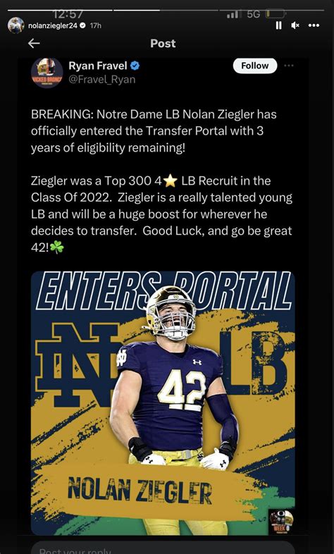Notre Dame Football: Irish LB Nolan Ziegler enters the transfer portal ...