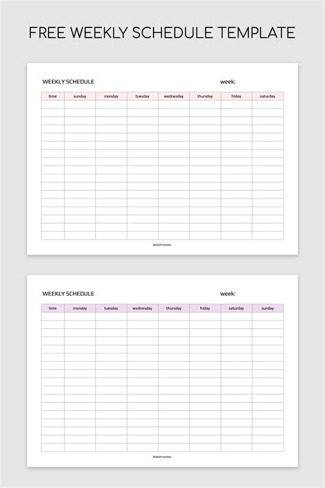 Free Printable Work Schedule 的图像结果