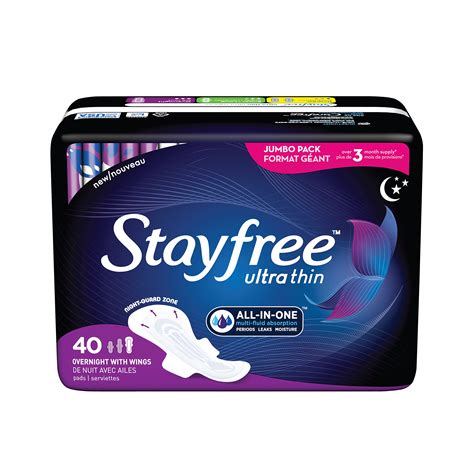 Stayfree Ultra Thin Overnight Pads with Wings, For Women, Reliable ...