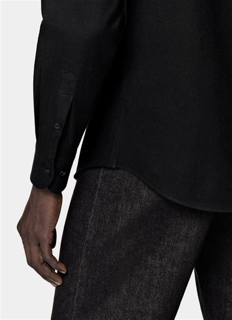 Black Cotton Flannel Shirt in Egyptian Cotton Flannel | SUITSUPPLY