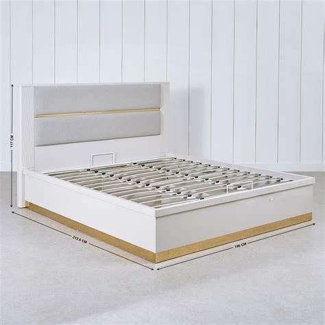 Buy Vegas Luxe King Bed with Hydraulic Storage - Grey from Home Centre ...