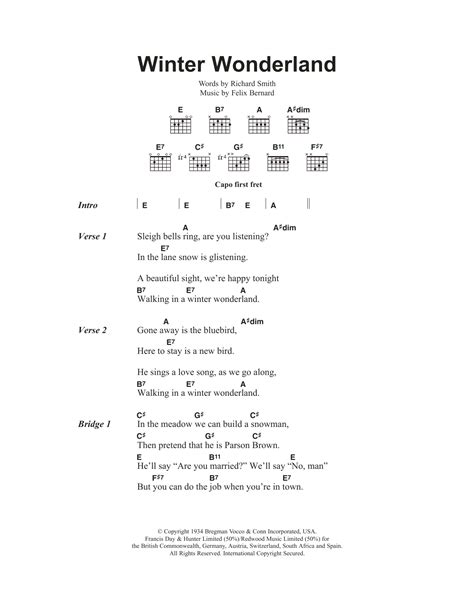 Winter Wonderland by Johnny Mathis - Guitar Chords/Lyrics - Guitar ...