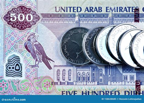 Close Up Dirhams Currency, AED, Bank Note and Coins, United Arab ...