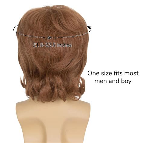 Buy Koonfan Short Golden Brown Shaggy Wig Men Austin Costume Wig with ...