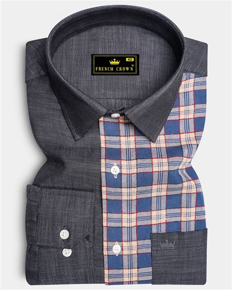 Half Thunder Gray Casual Checks-Plaid Premium Cotton Shirt For Men ...