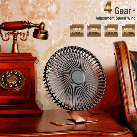 Buy SLENPET 6 inch USB Desk Fan, 4 Speeds, Ultra-quiet, 90° Adjustment ...