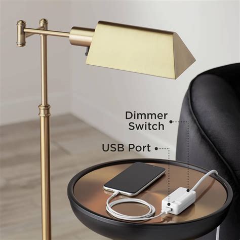 Buy Gentry Industrial Farmhouse Arc Floor Lamp with USB Charging Port ...