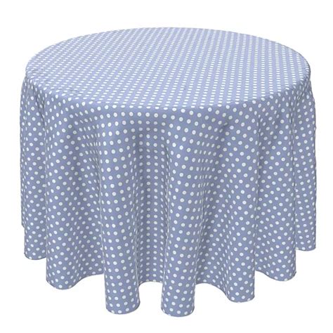 Round Tablecloth, 100% Cotton, 60 Round", Pale Blue Polka Dots