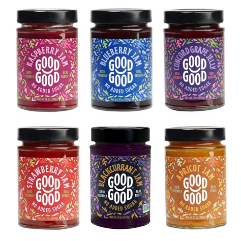 Amazon.com: GOOD GOOD Assorted No Added Sugar Keto-Friendly Jams 6 Pack ...