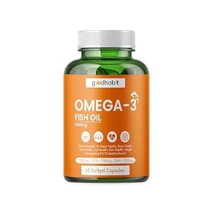 Goodhabit Omega-3 Fish Oil (1000mg 60 Softgel) EPA 180 mg & DHA 120 mg ...
