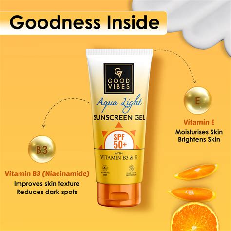 AquaLight Sunscreen SPF 50+ (50g) with Vitamin E and Vitamin B3 - Niac ...