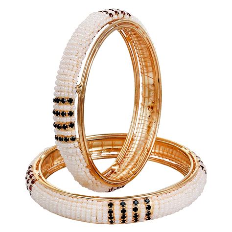 Buy YouBella Gold Plated Pearl Bangles Jewellery for Girls/Women (2.8 ...