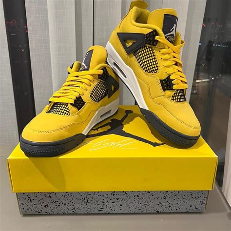 Air Jordan 4 Retro ‘Lightning’ Yellow trainers Mens... - Depop
