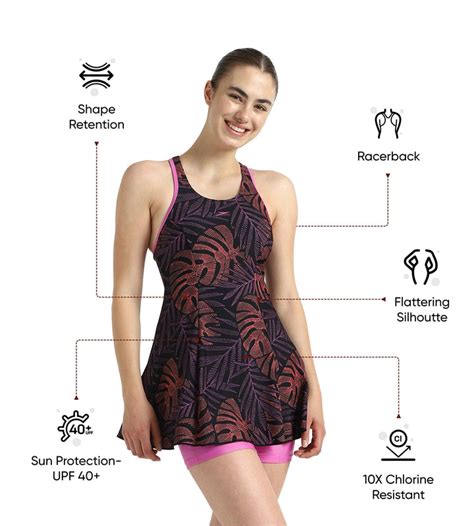 Buy Speedo Women's Endurance10 Printed Racerback Swimdress With Boyleg ...