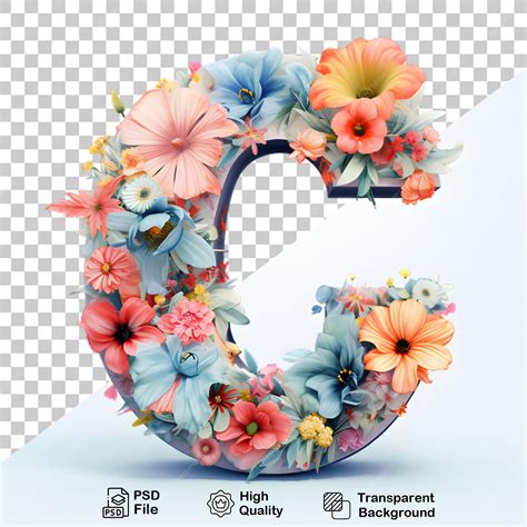 Premium PSD | Letter c with flower isolated on transparent background include png file