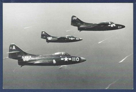 US Navy Grumman F9F-2 Panther Fighter Jets of VF-721 Iron Angels ...