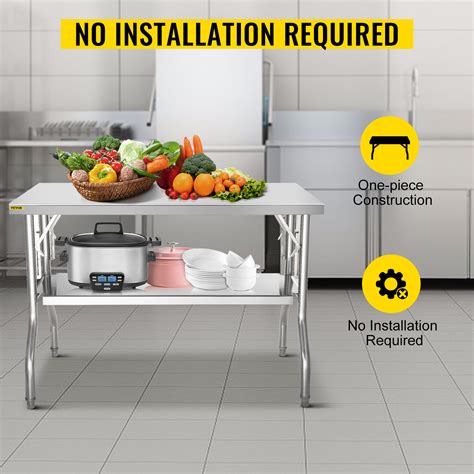 VEVOR Commercial Worktable Workstation 48 x 24 Inch Folding Commercial ...
