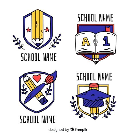 Collection de logo d'école dessinée à la main | Vecteur Premium