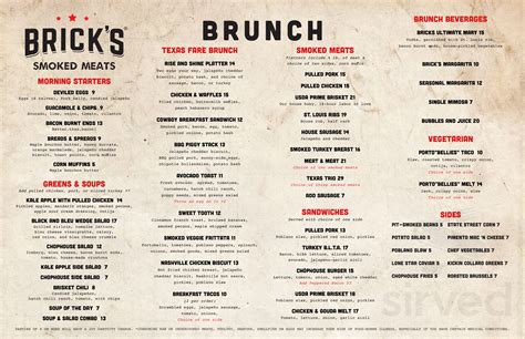 Brick's Smoked Meats menu in Sarasota, Florida, USA