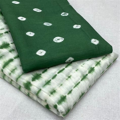 Green and White Tie-Dyed Fabric