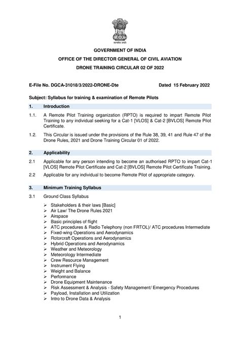DTC 02 of 2022 Syllabus - 1 GOVERNMENT OF INDIA OFFICE OF THE DIRECTOR ...