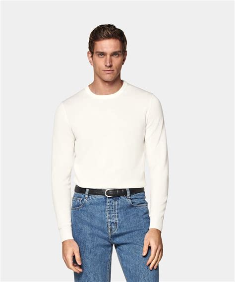 White Crewneck in Pure Californian Supima Cotton | SUITSUPPLY ...