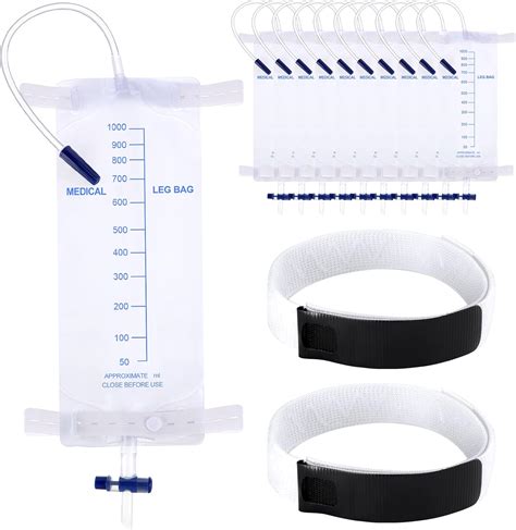 Amazon.com: TrelaCo 10 Pcs Catheter Leg Bag 1000ml Urinary Drainage Bag with Anti Reflux Valve ...