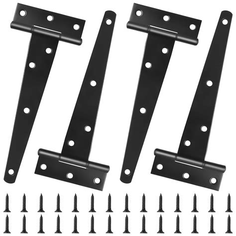 Buy Changrongsheng 4 Pack 6 inch/150mm Heavy Duty T-Hinges Black Tee Strap Hinge Metal Door Shed ...