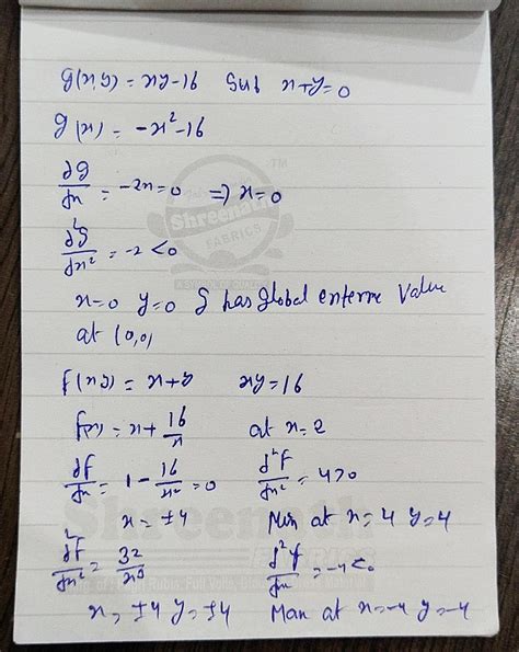 36. consider the two function flx, y) =x + y and g(x, y) = xy -16 ...
