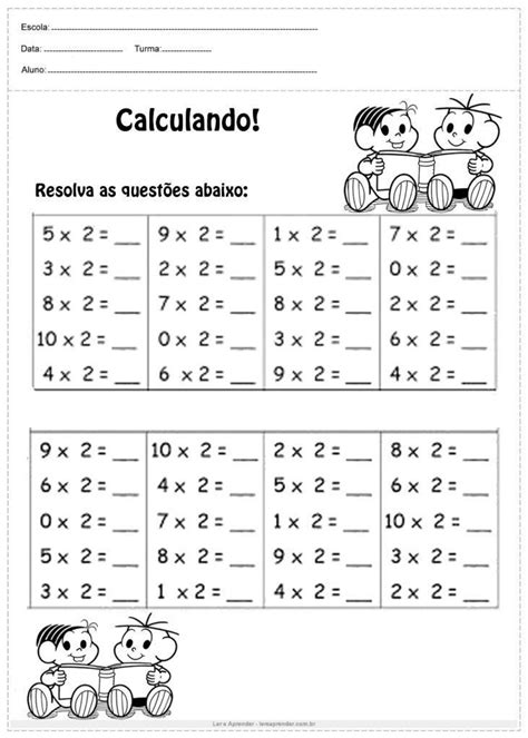 Pin de Renata Costa em matemática fichas | Atividades de multiplicação ...