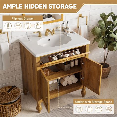 Christopher Knight Home Hampton 30-Inch Walnut Bathroom Vanity ...