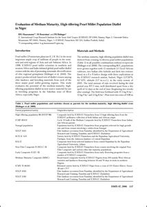 Evaluation of medium maturity, high-tillering Pearl Millet population ...