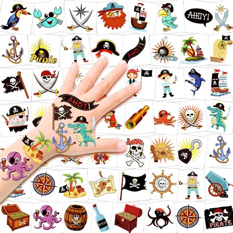 Buy HOWAF Tattoos Temporary Kids, Pirate Tattoo for Kid, 96Pcs Kid ...