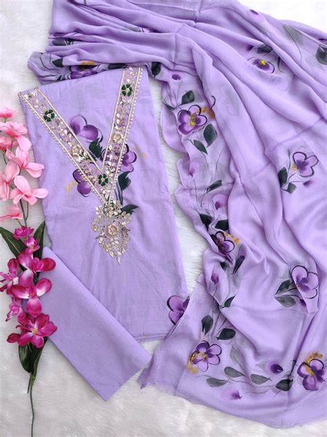 FLORAL PRINTED COTTON GOTA PATTI SUIT WITH CHIFFON DUPATTA – thestudiobagru