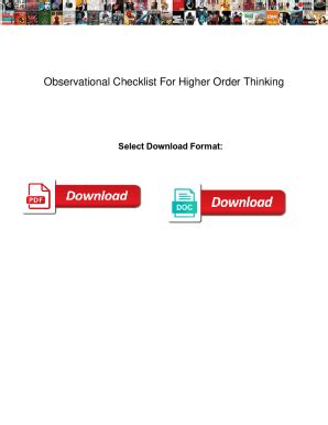 Fillable Online Observational Checklist For Higher Order Thinking ...