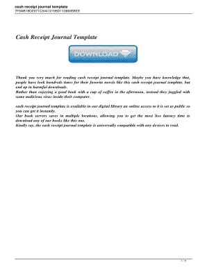 Fillable Online Cash Receipt Journal Template. Cash Receipt Journal ...
