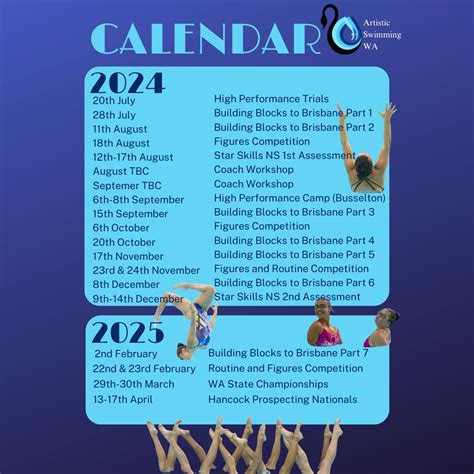 Season Calendar 2024-2025 - Synchro WA