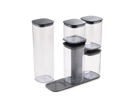 Joseph Joseph® Podium 5 Piece Storage Jar Set With Stand - Grey | Crate ...