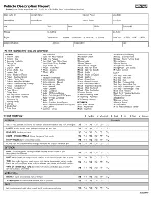 Vehicle Description Report - Fill and Sign Printable Template Online